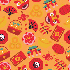 Lunar new year chinese seamless pattern. vector illustration