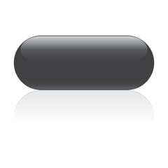 Black glass button isolated on a white background