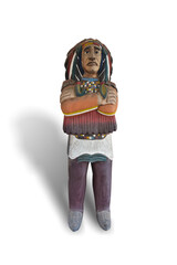 Fototapeta premium Old statue of indiana tribe statue isolated on white background. This has clipping path.