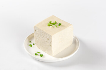  traditional food Raw Soy Tofu isolated on white background