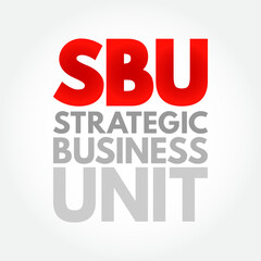 SBU Strategic Business Unit - profit center which focuses on product offering and market segment, acronym text concept background