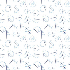 Needle with Blue Thread seamless background - Needlework pattern