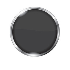 Black round button isolated on a white background