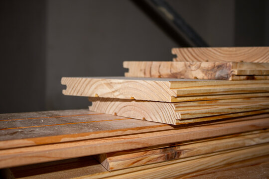 Close-up of tongue and groove wooden boards
