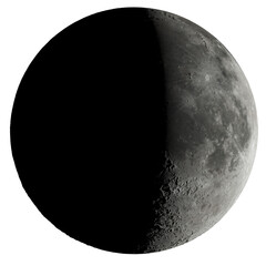 Fototapeta na wymiar Demie lune éclairée par le soleil sur fond transparent - rendu 3D