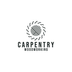 Carpentry woodworking logo isolated on white background