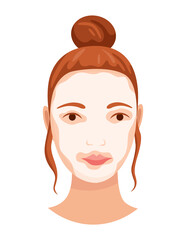 Face skin care. Facial cleaning procedure. Girl cares about her face. Skin care routine, simple woman face facial procedures banner