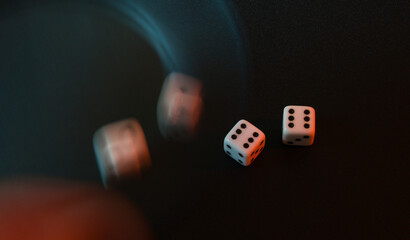 Dice with a combination of numbers 6 and 6. Dice roll. The dice are thrown and a combination with...