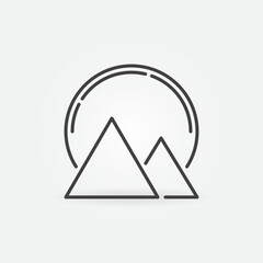 Pyramids in Egypt with Big Sun vector outline icon