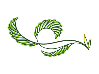 Green text divider, page separators design. Line border, laurel, organic frame with plant. Floral decorative element. Natural flourishes, curve line collection isolated on white