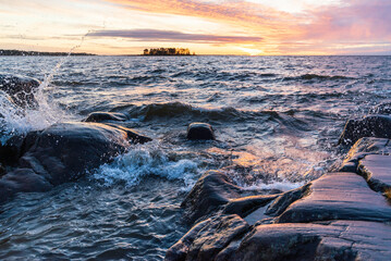 Sunset over the sea. Fäboda, Finland