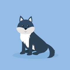 Little Wolf sits - vector illustration