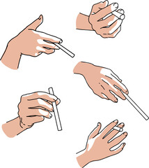 Illustration of hand hold a cigarette 