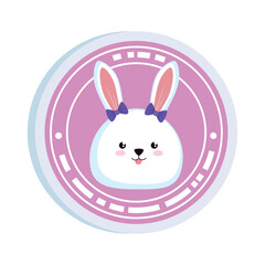 cute rabbit in stamp