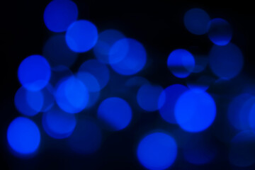 Blue lights in bokeh, blurred background