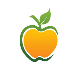 Apple Orange Circle Fruit Logo Sign