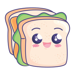 Obraz premium sandwich kawaii fast food