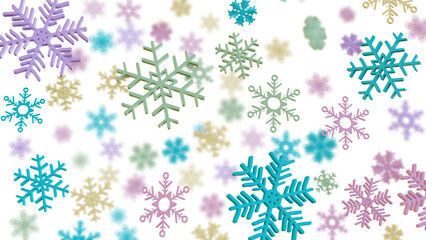 Colorful Snowflakes on a PNG Transparent Background. New year, Noel, Winter and Celebration concept