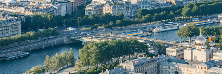 Pont de l'Alma bridge on the Seine river seen from the Eiffel Tower in Paris, France