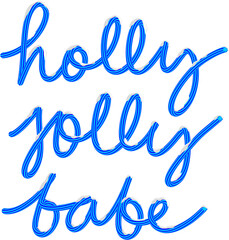 3D Blue Holly Jolly Babe Text with Snow Christmas Season Typography