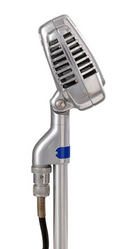 Vintage 1950s microphone on white background (PNG)