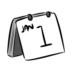 calendar icon. 1 january. new year concept, date, event. for template, sticker, print, greeting card. hand drawn vector.
