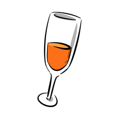 drink icon, cocktail, alcoholic. party, celebration, bar, new year concept. for template, sticker, print, greeting card. hand drawn vector.