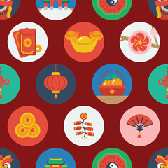 Lunar new year chinese seamless pattern. vector illustration