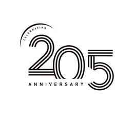 205 years anniversary celebration logotype. elegant modern number gold color