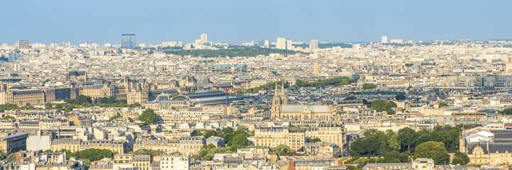 Fototapeta na wymiar Panoramic skyline of Paris France on a sunny summer day