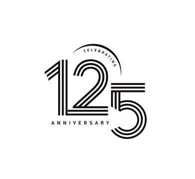 125 years anniversary celebration logotype. elegant modern number gold color