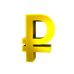Obraz premium russian ruble old shiny currency symbols 3d render isolated icon