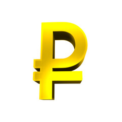 russian ruble old shiny currency symbols 3d render isolated icon