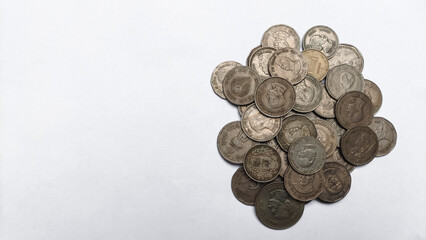 Old coins isolated on white background