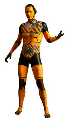 3D Rendering Male Robot on White