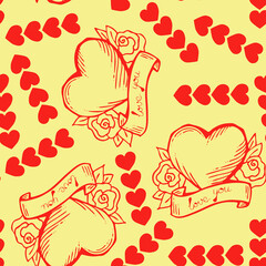 Fototapeta na wymiar Love heart seamless pattern. Decorative symbol for valentine's day, wedding and engagement. Design for wrapping paper, digital and wallpaper, fabric print, textile, poster, banner, greeting card.