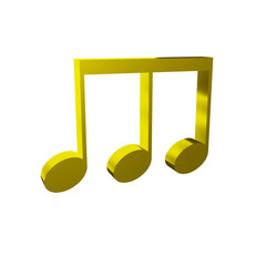 gold music note melody element 3d render object illustration