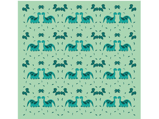 dinosaur pattern with foliage, leaves, plants illustration 