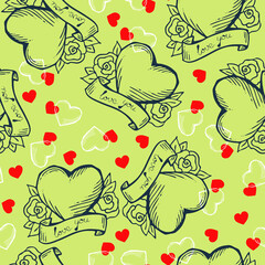 Love heart seamless pattern. Decorative symbol for valentine's day, wedding and engagement. Design for wrapping paper, digital and wallpaper, fabric print, textile, poster, banner, greeting card.