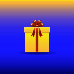 Box with a red bow and a New Year's gift