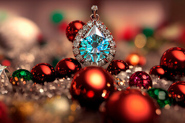Christmas gifts in jewelry. Fantastic forms and models.Virtual jewelry. Illustration.