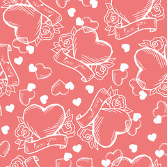 Love heart seamless pattern. Decorative symbol for valentine's day, wedding and engagement. Design for wrapping paper, digital and wallpaper, fabric print, textile, poster, banner, greeting card.