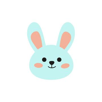 Cute kawaii bunny rabbit in Japanese style vector illustration on a white background. Cartoon children's character, for print.