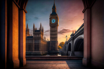 Fototapeta na wymiar Generative AI : Big Ben clock in London