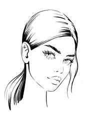 beautiful model face young woman fashion illustration