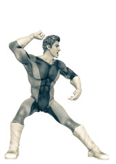 super power hero cartoon ready to punch
