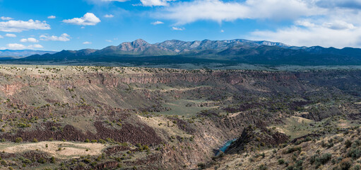 Panorama of the Rio Grande Gorge and Sangre de Cristo Mountains