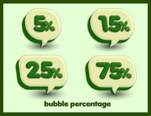 vector bubble speech sale discount 5%,15%,25%,75% price flashsale green and dark green colors