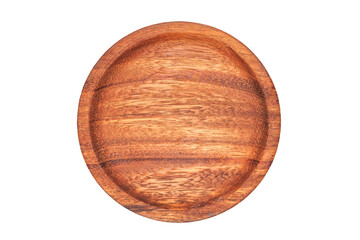 round wooden plate isolate on white background