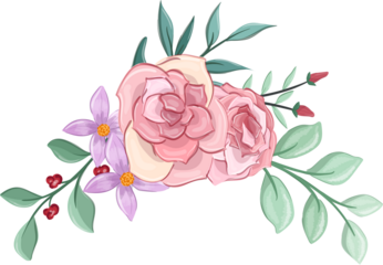 pink floral bouquet with watercolor